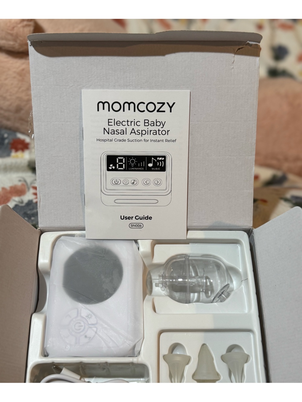 NWT Momcozy Electric Baby Nasal Aspirator | Hospital Grade Suction |White & Mint - Picture 10 of 10